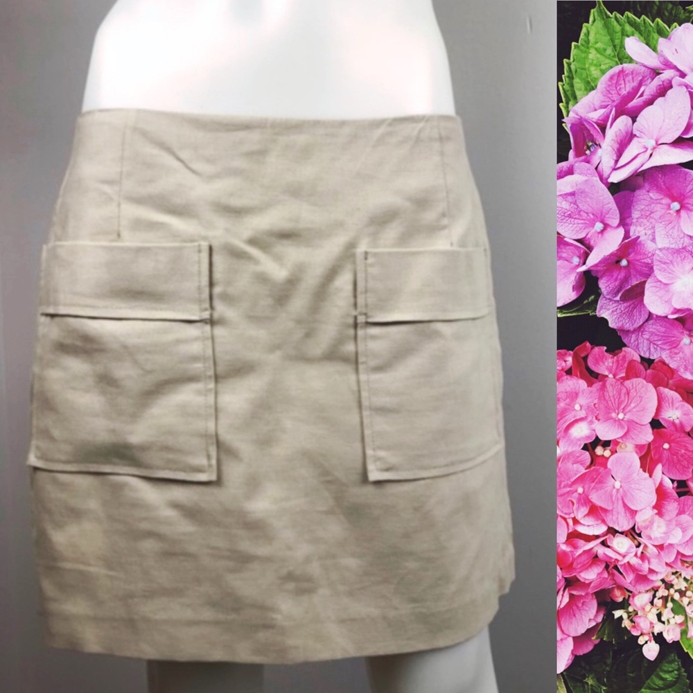 Gap Beige Linen Blend Pocket Mini Skirt Mod